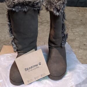 BearPaw Women's Charcoal Fur-Trimmed Boots